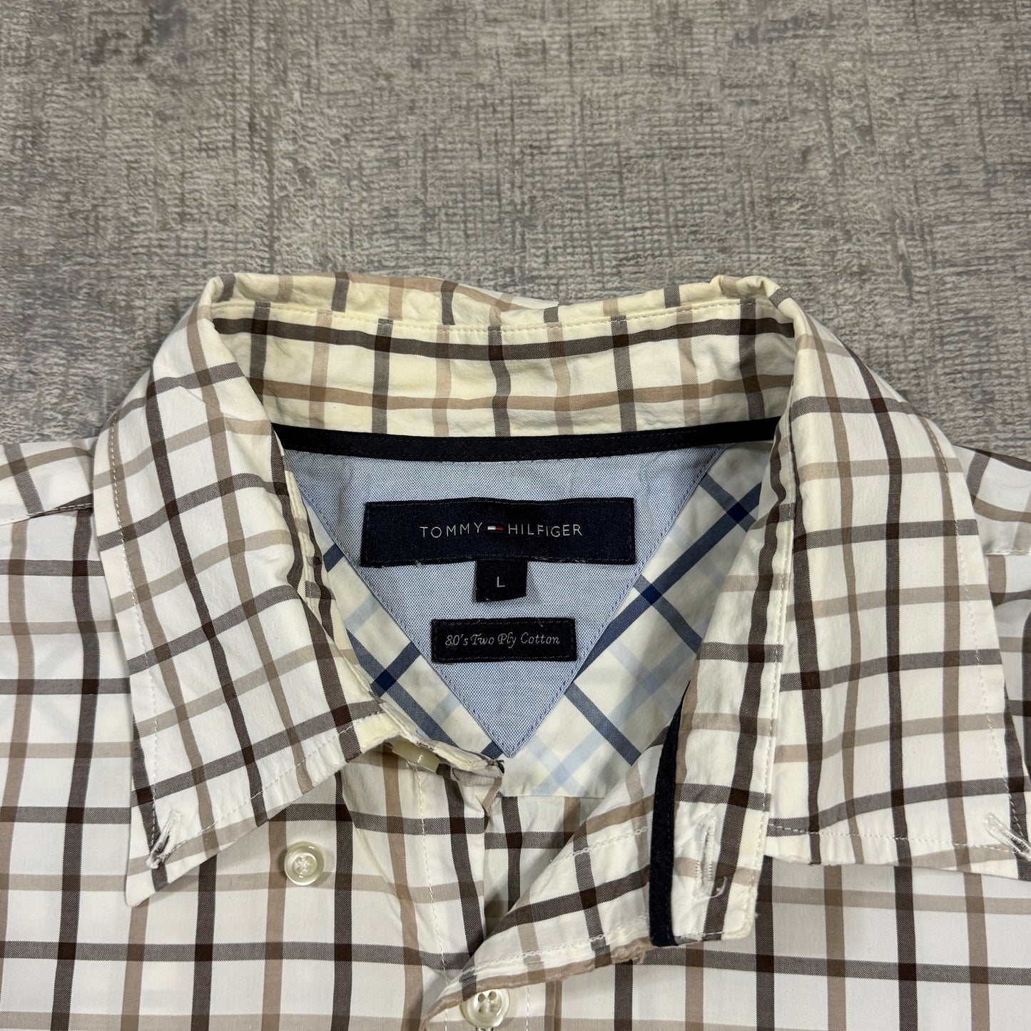 Tommy Hilfiger Plaid Cropped Button Up Shirt Size L Mens             -I4
