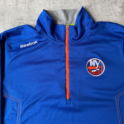 Reebok NY Islanders NHL Blue Orange Quarter Zip Jacket Size M           -H30