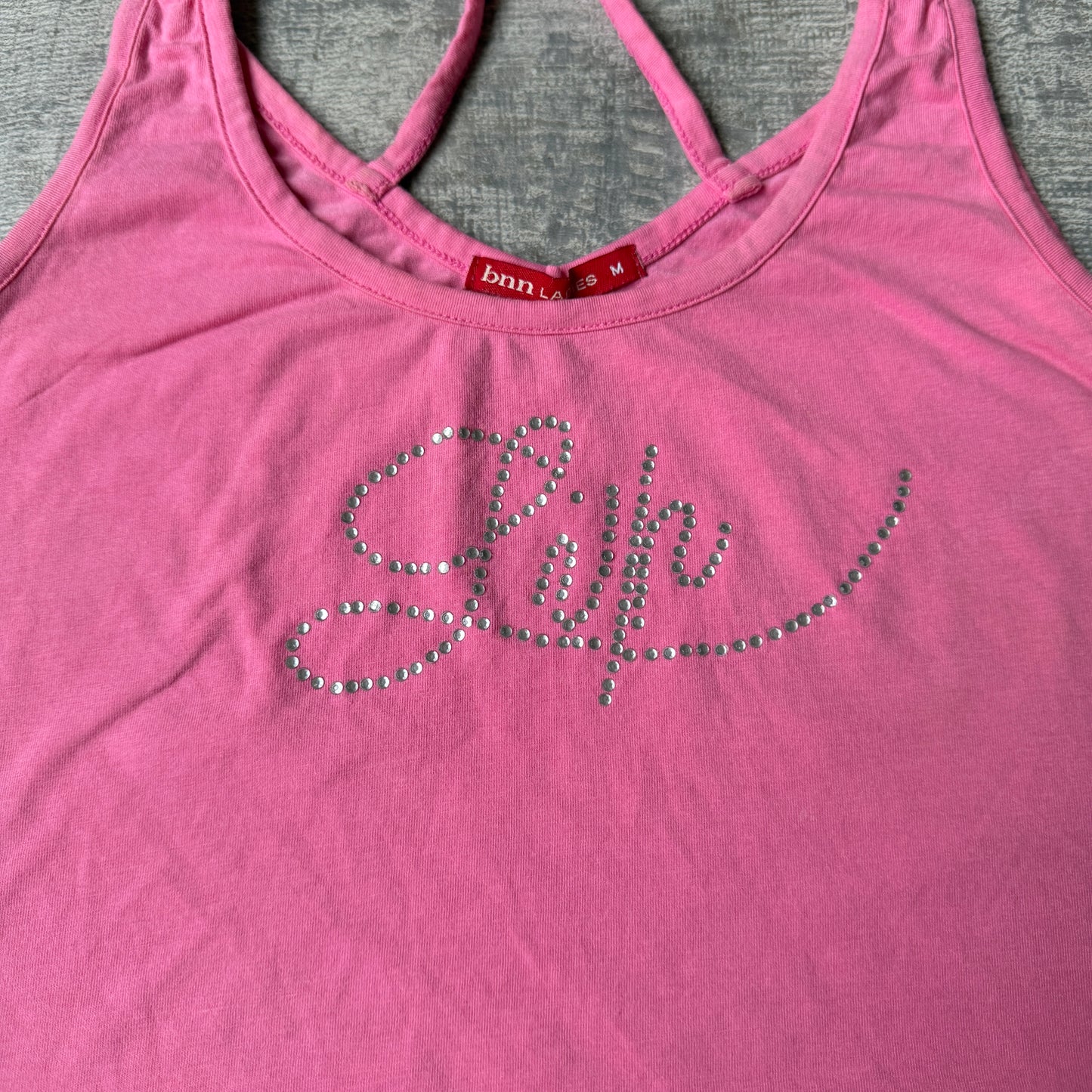 Bnn Ladies Pink Bejewelled Tank Top Size M Womens     -G63