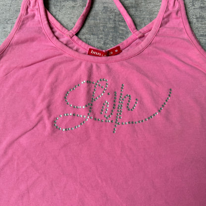 Bnn Ladies Pink Bejewelled Tank Top Size M Womens     -G63