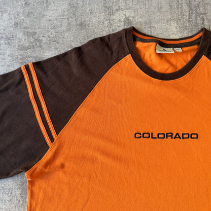 Colorado Mens Y2K Orange Two Tone T-Shirt Size XXL Boxy Fit                   -D64