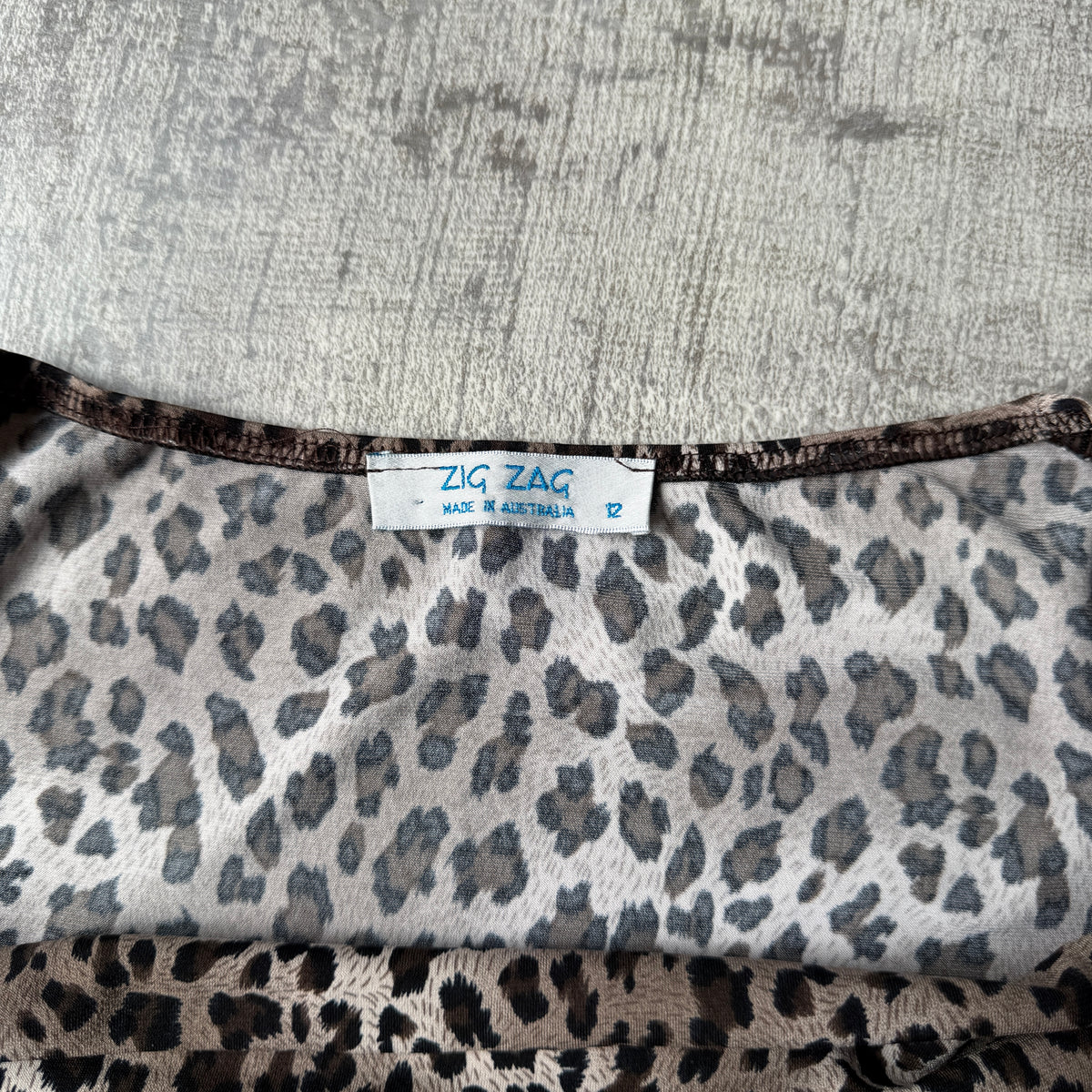 Zig Zag Womens Y2K Leopard Print Off Shoulder Top Size 12 Womens 3/4 Sleeve           -C42
