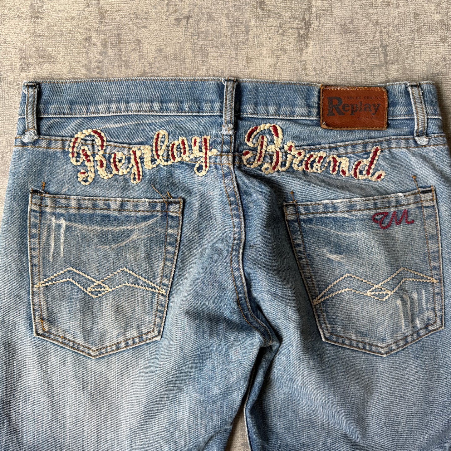 Replay Y2K Blue Jeans Size 37 Light Blue Washed Denim                 -E2