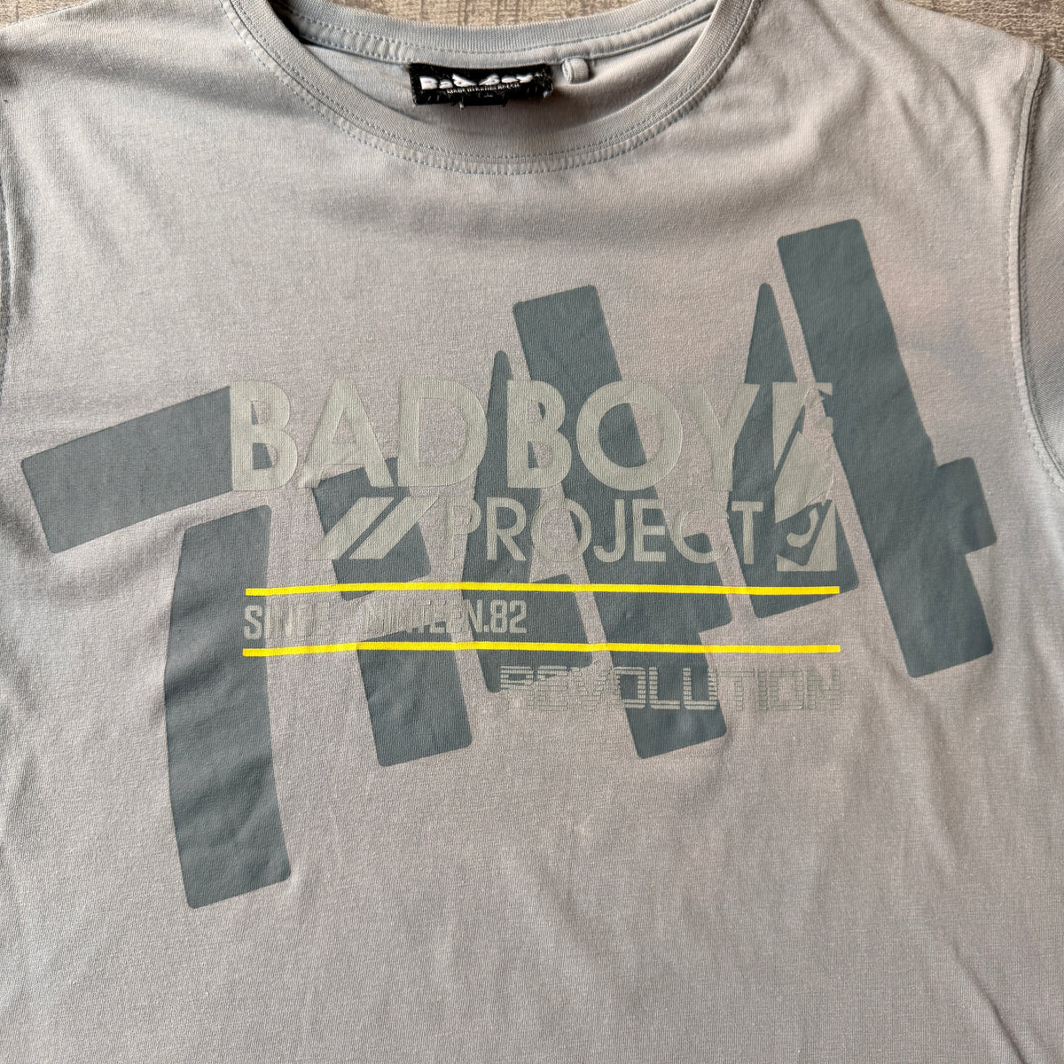 Bad Boy Grey Graphic Baby Tee Size 10y Fits XS Womens              -C37