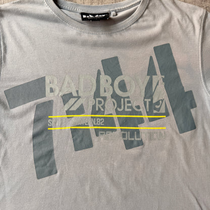 Bad Boy Grey Graphic Baby Tee Size 10y Fits XS Womens              -C37