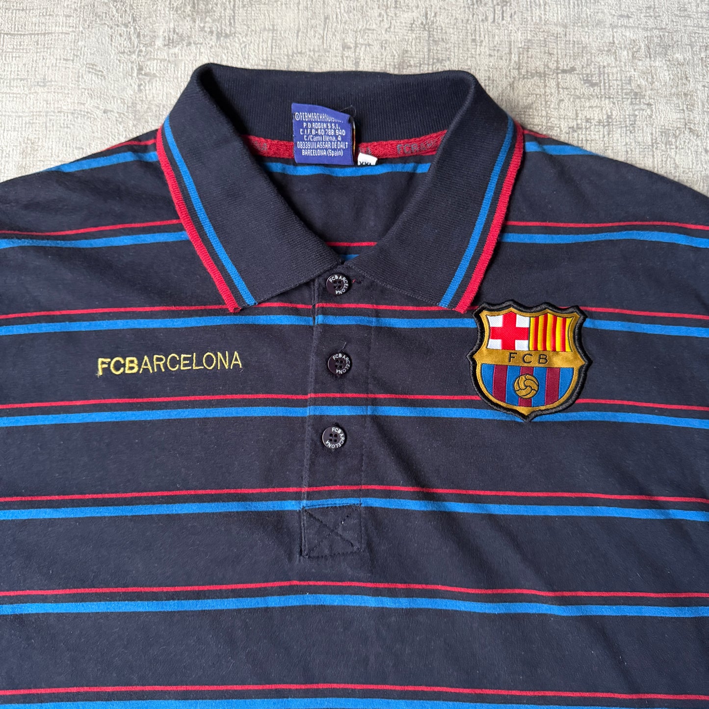 FC Barcelona Navy Striped Polo Shirt Size XXL Mens short Sleeve                   -F39