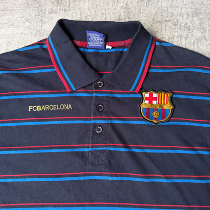 FC Barcelona Navy Striped Polo Shirt Size XXL Mens short Sleeve                   -F39