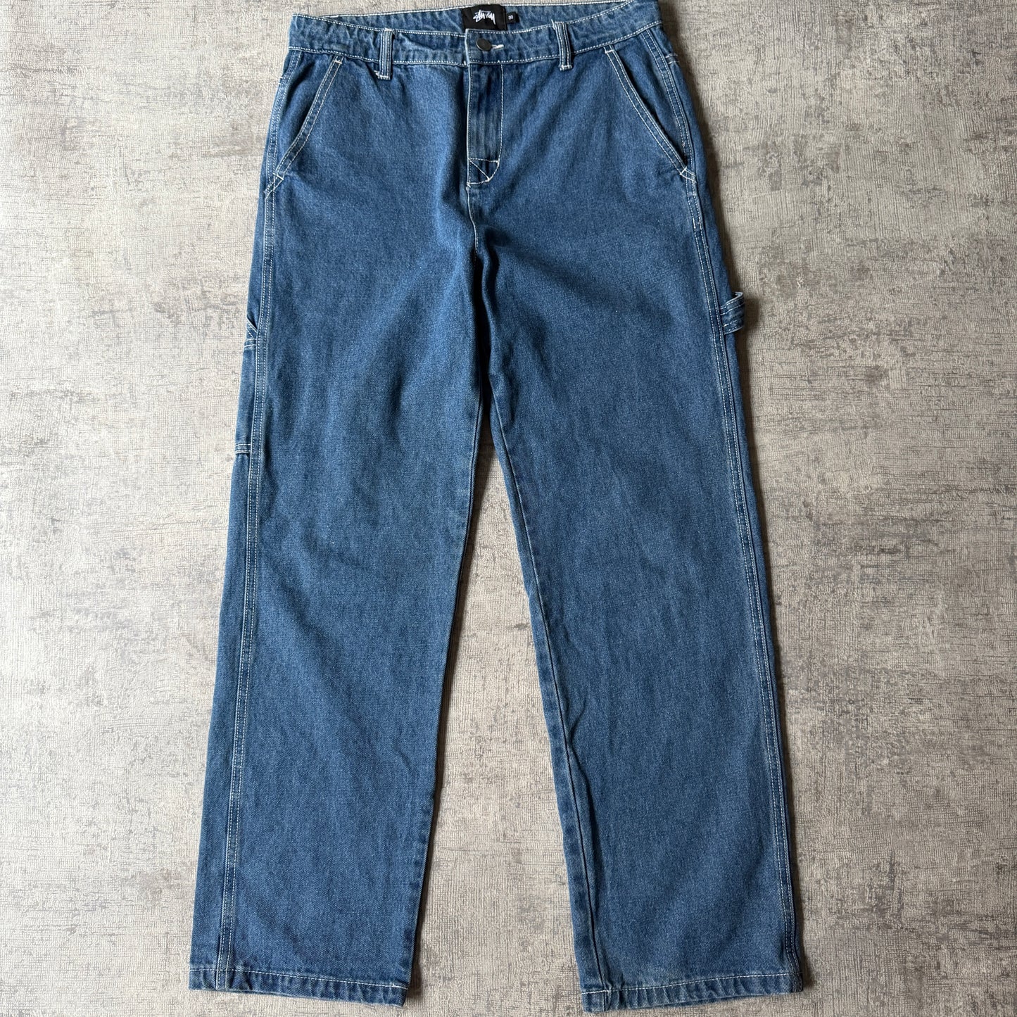 Stussy Baggy Blue Jeans Size 30 White Stitching                  -F8