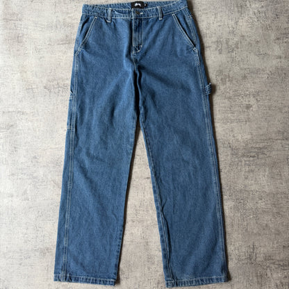 Stussy Baggy Blue Jeans Size 30 White Stitching                  -F8