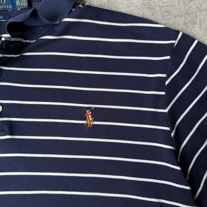 Polo Ralph Lauren Striped Polo Shirt Size XXL Mens Coloured Pony Navy/ White           -A34