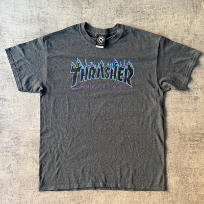 Vintage Thrasher Skate Tee Size L Mens Grey Graphic T-Shirt             -D58