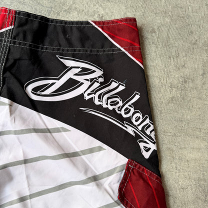 Billabong Y2K Boardies Size 32 Red Black White NWT'S             -B57