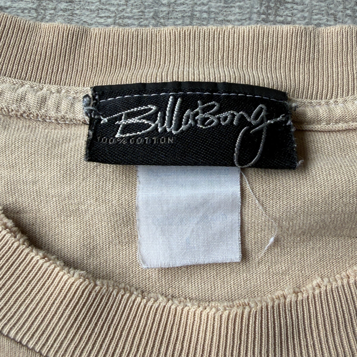 Billabong Y2K Script Graphic T-Shirt Size L Mens Beige Tee            -C24