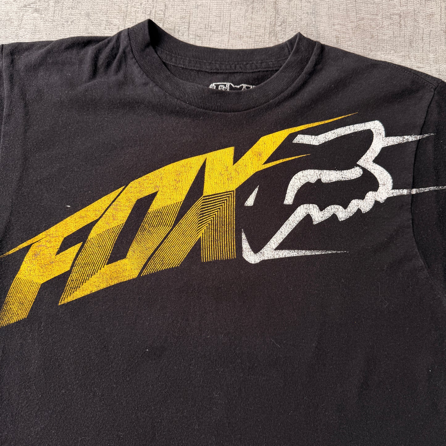 FOX Racing Y2K Graphic T-Shirt Size S Mens Black Yellow Tee                -B12
