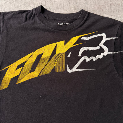 FOX Racing Y2K Graphic T-Shirt Size S Mens Black Yellow Tee                -B12