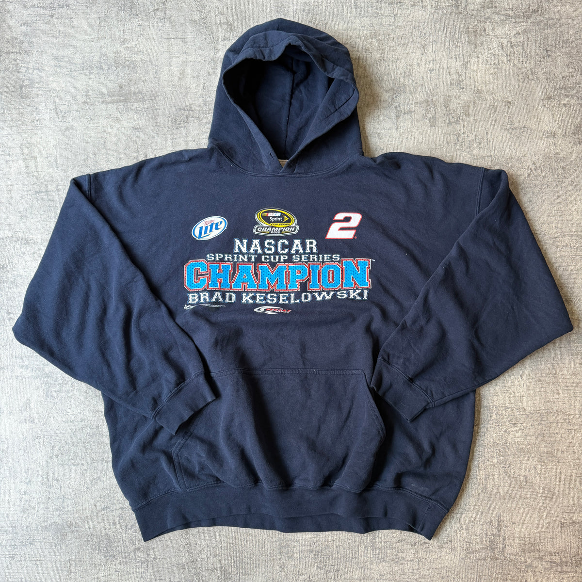 NASCAR Champion Vintage Navy Graphic Hoodie Size 2XL Mens          -H24