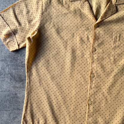 Country Club Vintage Cropped Button Up Size M Brown Spotted             -B55