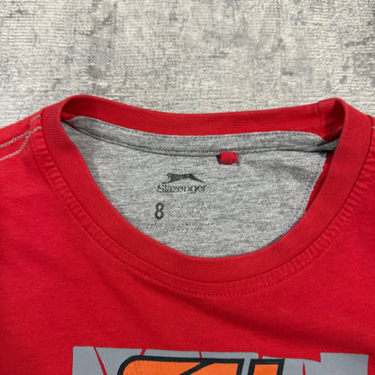 Slazenger Y2K Baby Tee Red Graphic Top Size 8Y Fits XS Womens                -I45