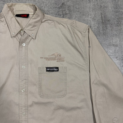 Vintage F1 2000 Grand Prix Cropped Button Up Shirt Size XL Mens            -I3
