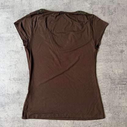 Suite Boutique Womens Brown Y2K Top Size 10 V Neck          -F62