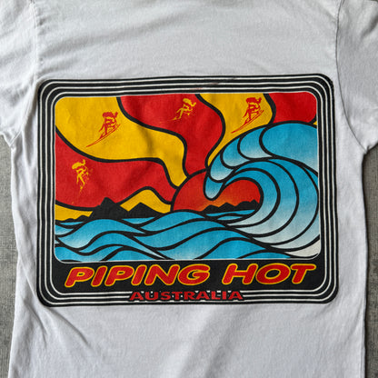 Piping Hot Vintage 90's White Graphic Tee Size 8Y Fits XS-S Womens          -D44