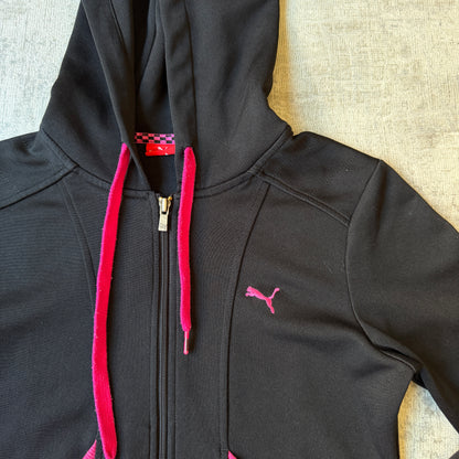 Puma Womens Y2K Hooded Track Jacket Size M Black Pink Full Zip          -A42