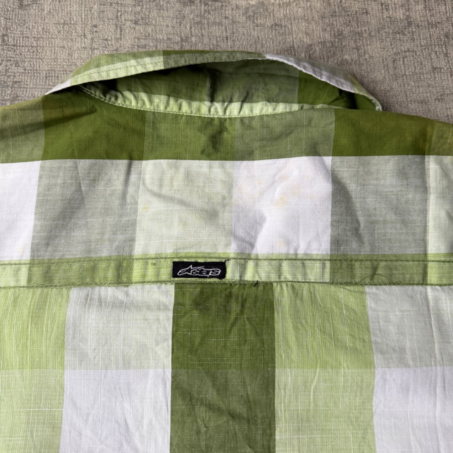 Alpinestars Green Cropped Button Up Shirt Size M Mens Short Sleeve                -F16