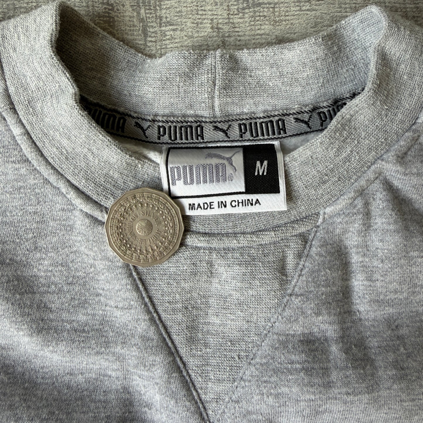 Puma Vintage Grey Sweater Size M Mens Logo Graphic                  -E30