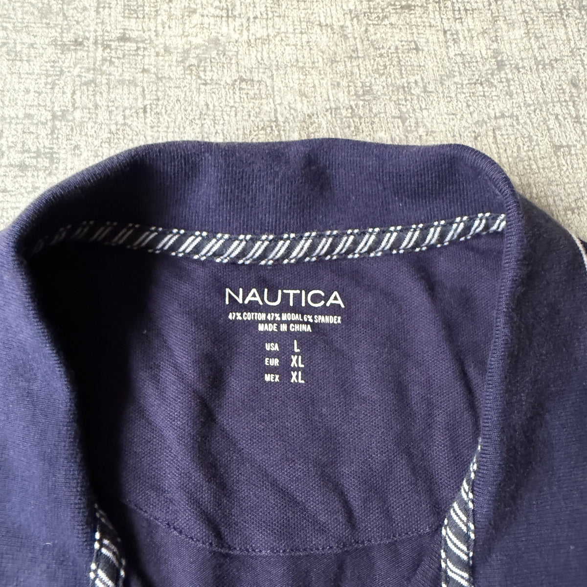 Nautica Womens Navy Blue Polo Shirt Size L Fitted Y2K            -F65