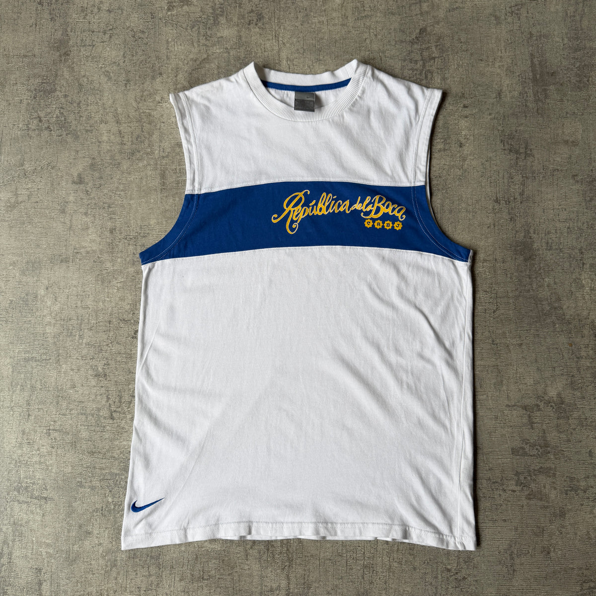 Nike Y2K Boca Juniors Singlet Top Size L Mens White Blue Tank      -A24
