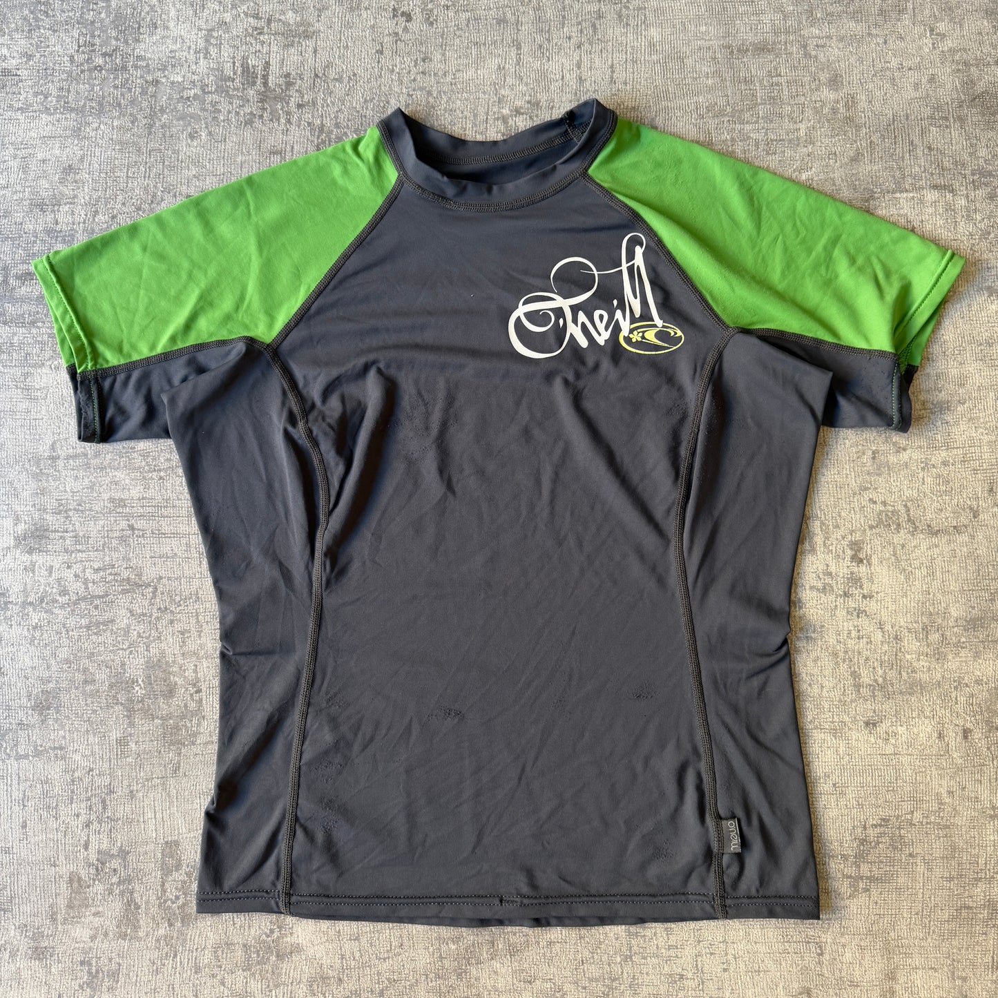 Vintage O'Neill Grey Green Womens Baby Tee Size XL Rash Vest            -D35