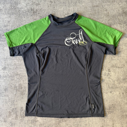 Vintage O'Neill Grey Green Womens Baby Tee Size XL Rash Vest            -D35
