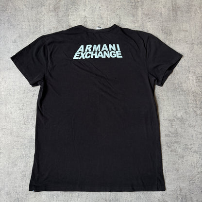 Armani Exchange Y2K Graphic T Shirt Size XL Mens Black Blue Tee            -G50