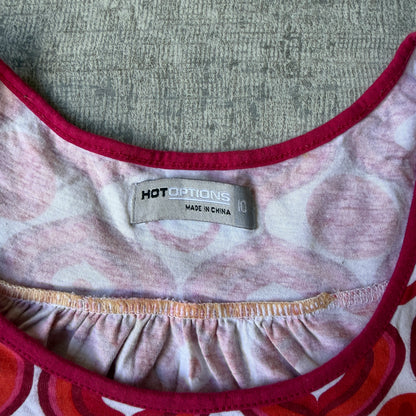 Hot Options Womens Y2K Red & White Top Size 10 Scoop Neck Blouse             -E63