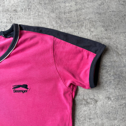 Slazenger Womens Pink V-Neck Top Size 12 Y2K T-Shirt             -C44