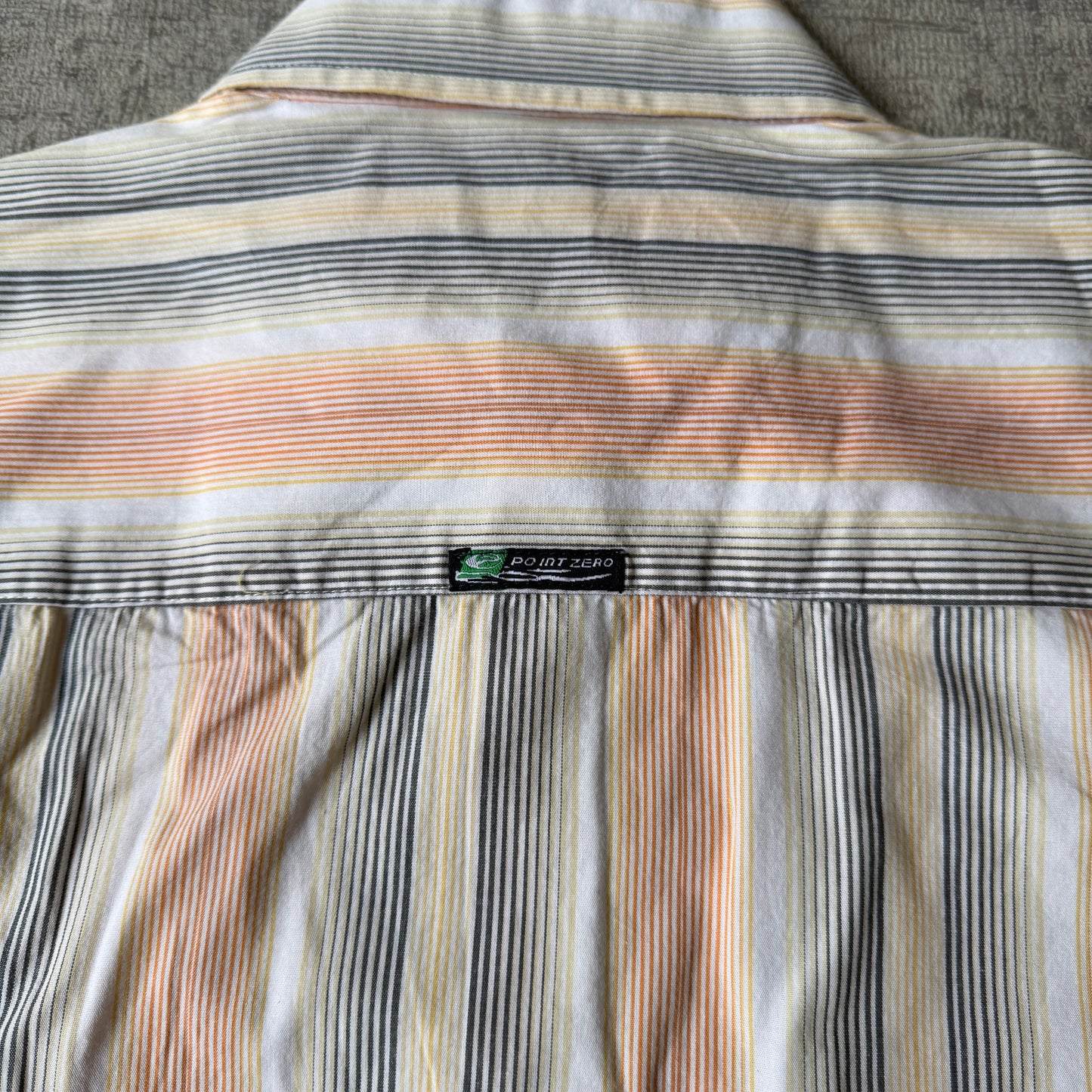 Point Zero Y2K Surf Cropped Button Up Size M Orange Yellow Pinstripe NWT's                   -E17