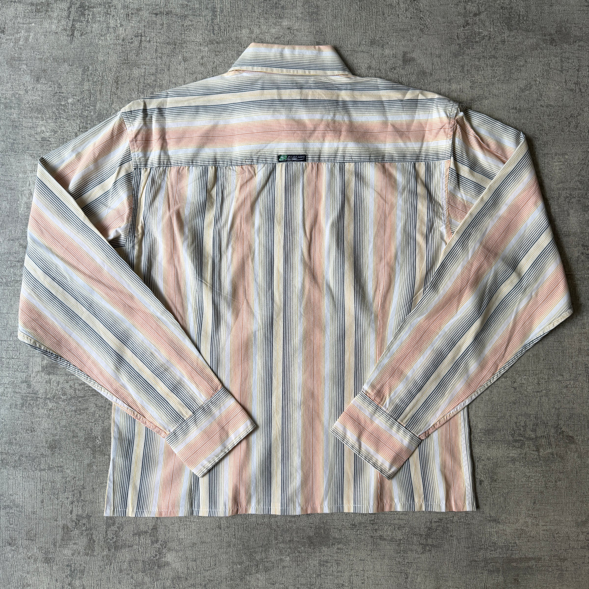 Point Zero Y2K Surf Cropped Button Up Size M Orange Yellow Pinstripe NWT's                   -E17