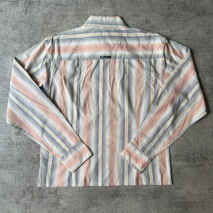 Point Zero Y2K Surf Cropped Button Up Size M Orange Yellow Pinstripe NWT's                   -E17