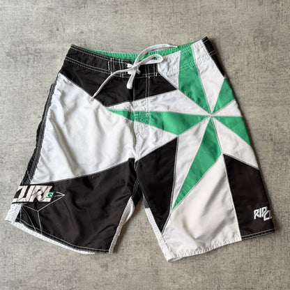 Ripcurl Y2K Boardies Size 30 White Black Green Star Graphic               -A50