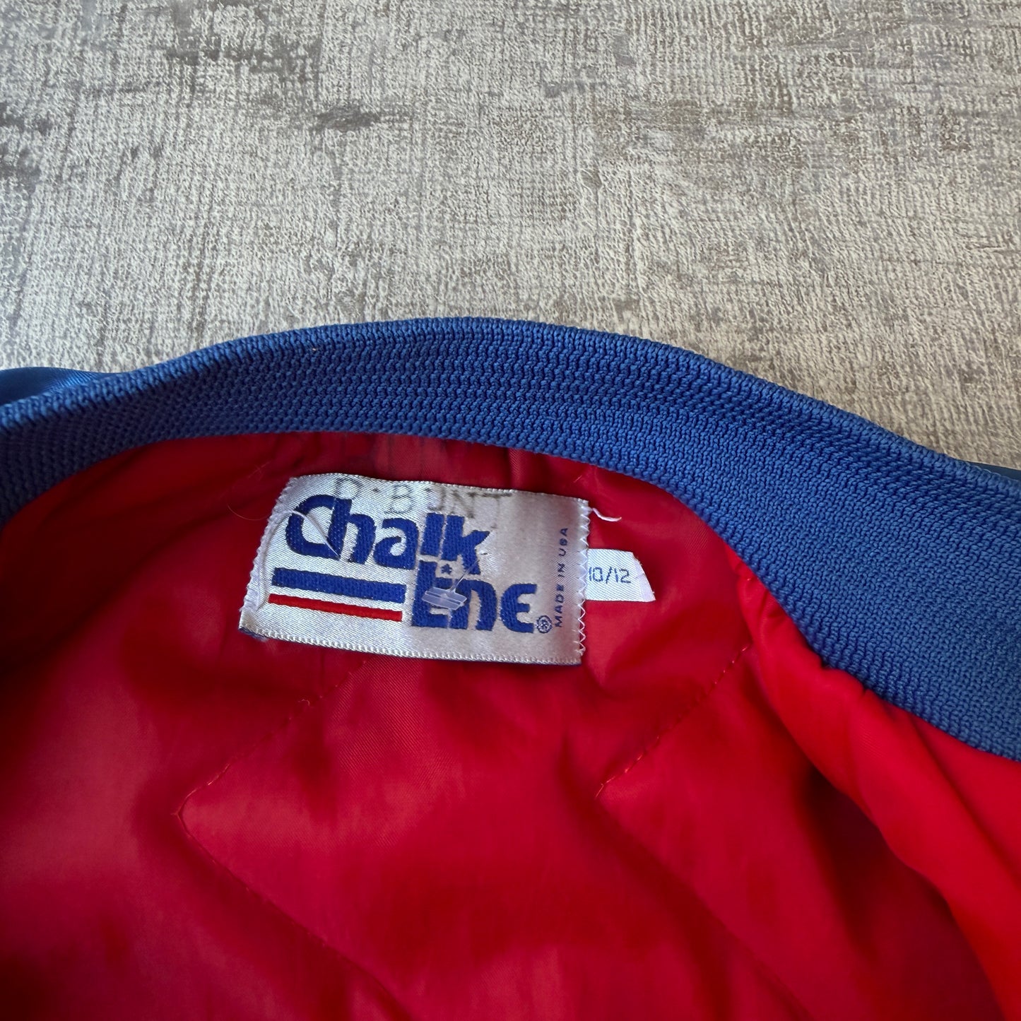 Vintage 80's NY Giants Chalk Line Satin Bomber Jacket Size 12Y Fits XXS-S Womens   -B42