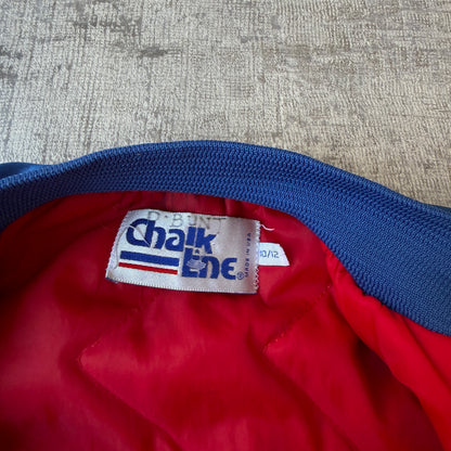 Vintage 80's NY Giants Chalk Line Satin Bomber Jacket Size 12Y Fits XXS-S Womens   -B42