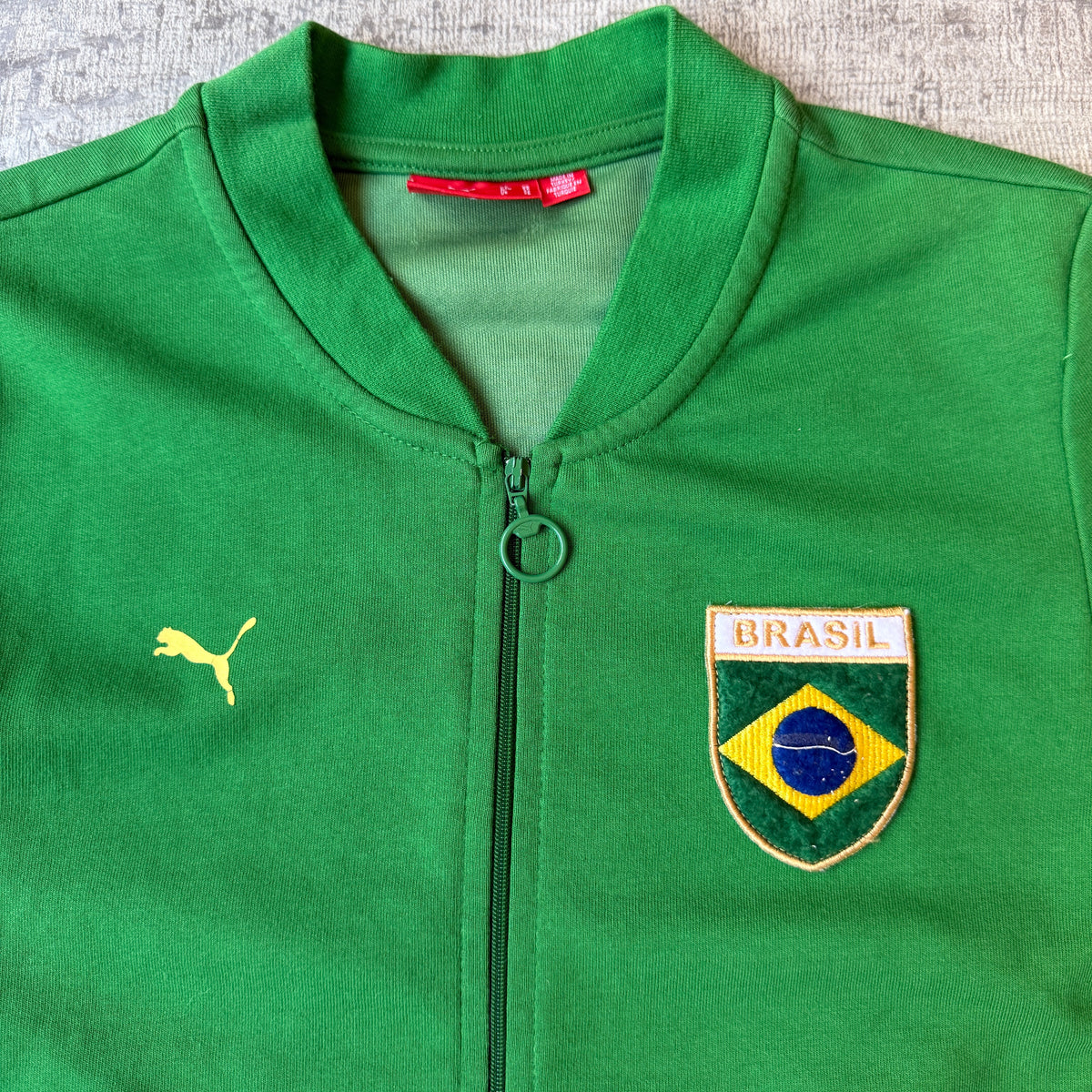 Brazil Puma Y2K Womens Track Jacket Size XS Green Yellow Fitted                -B44