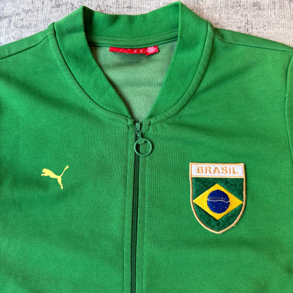 Brazil Puma Y2K Womens Track Jacket Size XS Green Yellow Fitted                -B44