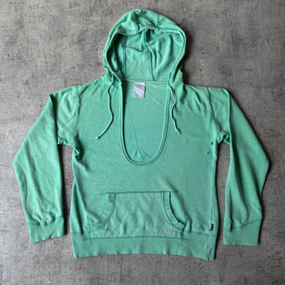 Adidas Womens Y2K Deep Neck Hoodie Size 10 Mint Green Pullover                   -E27