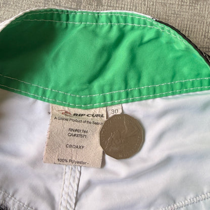 Ripcurl Y2K Boardies Size 30 White Black Green Star Graphic               -A50