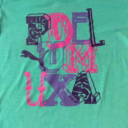 Puma Womens Y2K Graphic Baby Tee Size S Teal Blue Top                 -E59