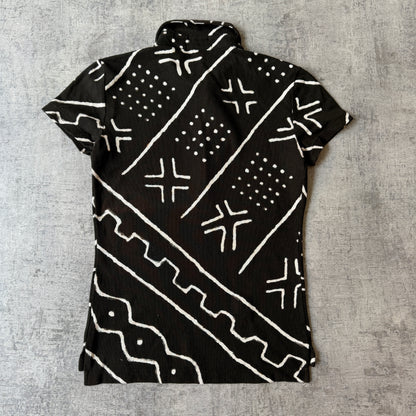 Ralph Lauren The Skinny Polo Shirt Size S Womens Black White Y2K Top            -H54
