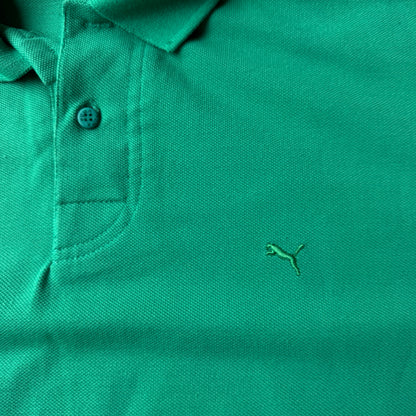 Vintage Puma Green Long Sleeve Polo Shirt Size M-L Mens             -C34