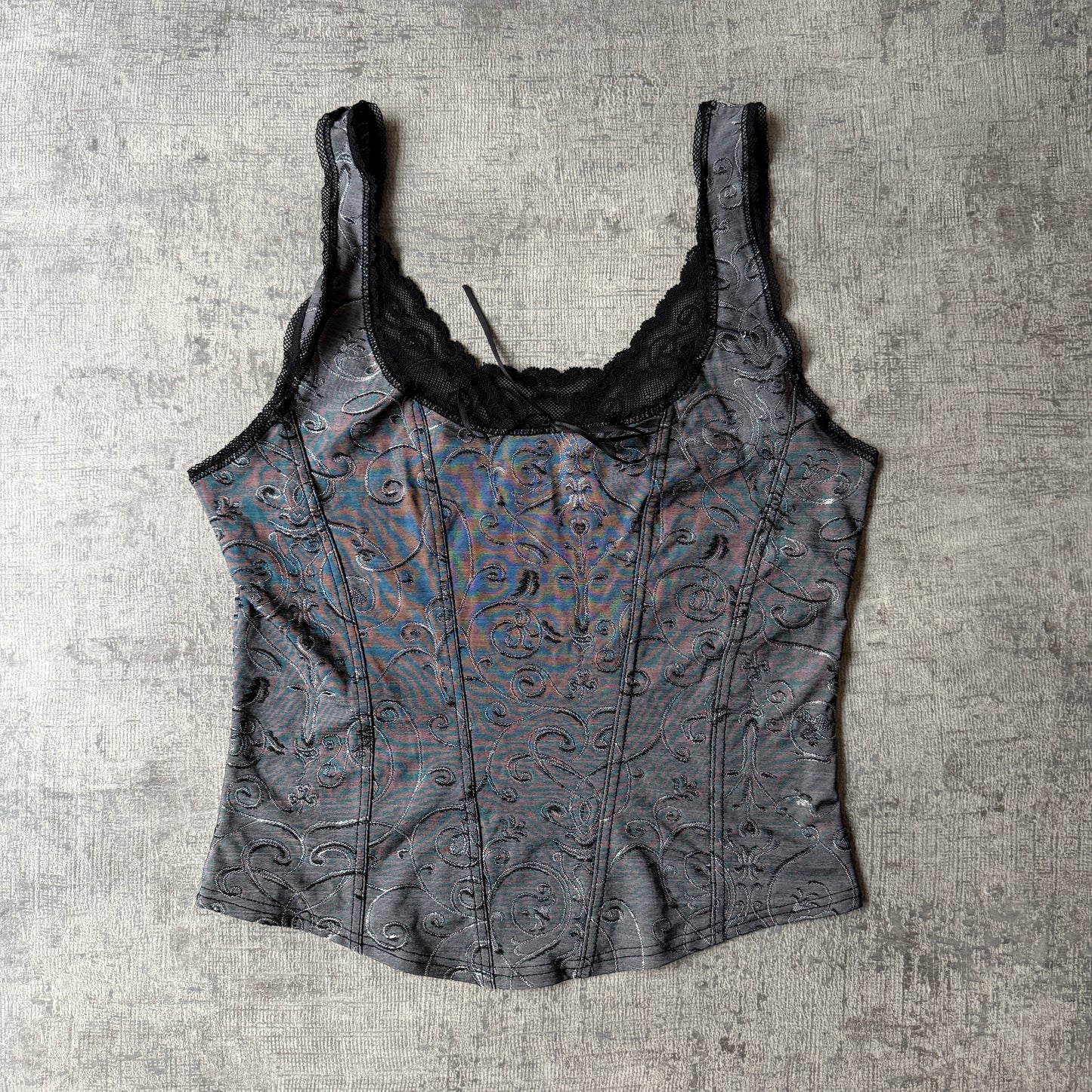 Thanne Womens Y2K Black Lace Cami Top Size S Tank               -F58