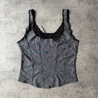 Thanne Womens Y2K Black Lace Cami Top Size S Tank               -F58